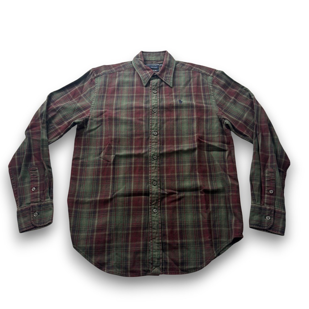 Ralph Lauren Sport Women Classic Fit Plaid Flannel Button Down Shirt Green Red 6